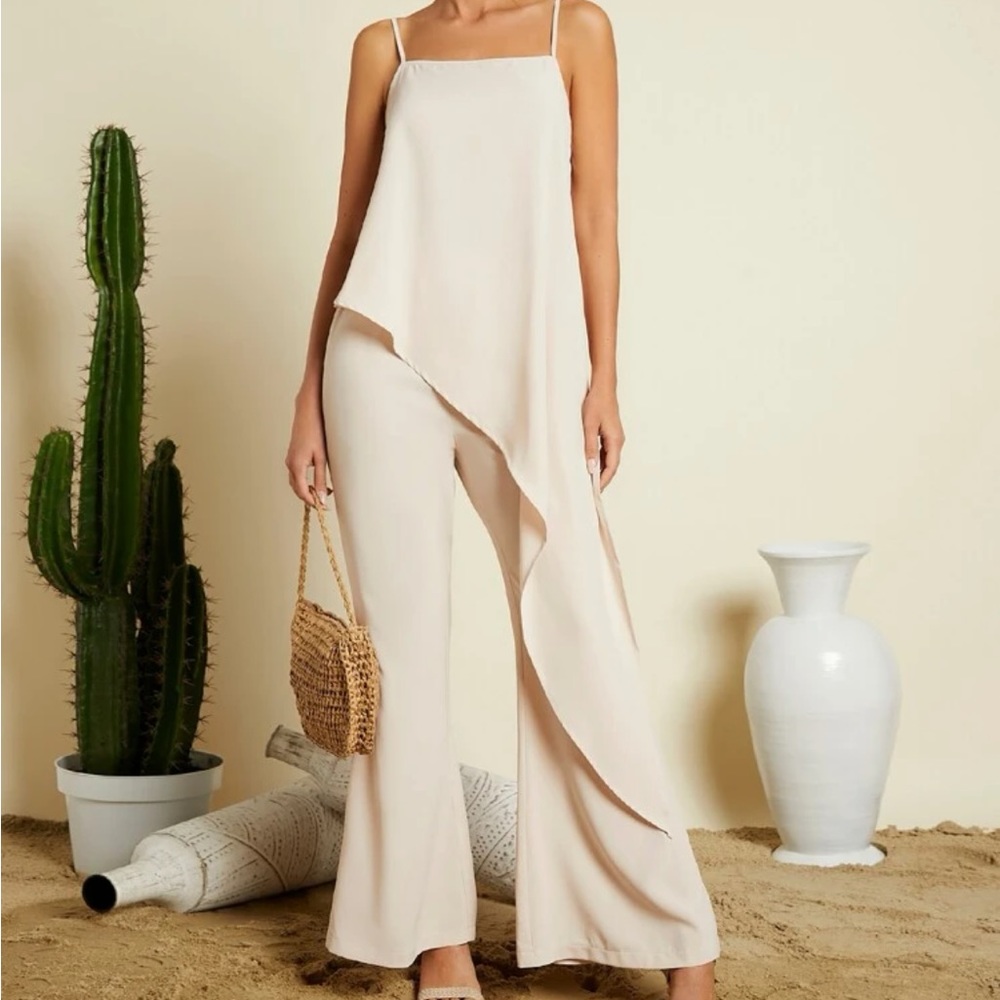 Asymmetrical Hem Cami Top & Wide Leg Pants